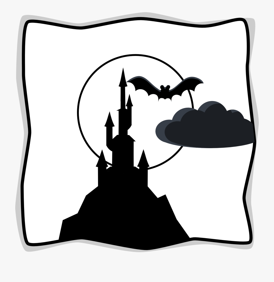 Moon Black And White Full Moon Black And White Free - Spooky Castle Clip Art, Transparent Clipart