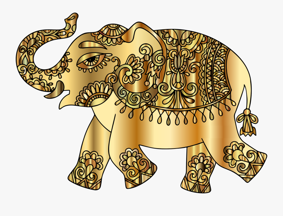 Visual Arts,art,big Cats - Elephant Gold Png, Transparent Clipart