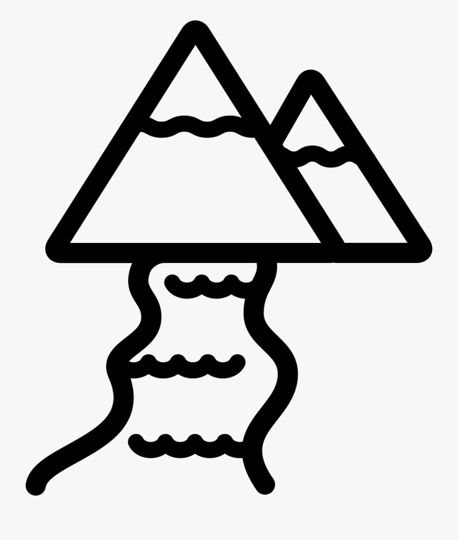 River And Mountains Svg Png Icon Free Download - Clipart Black And White Mountain With River, Transparent Clipart