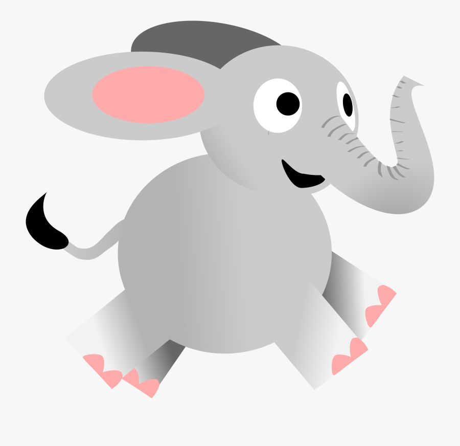 Clipart - Happy Elephant Running Cartoon, Transparent Clipart
