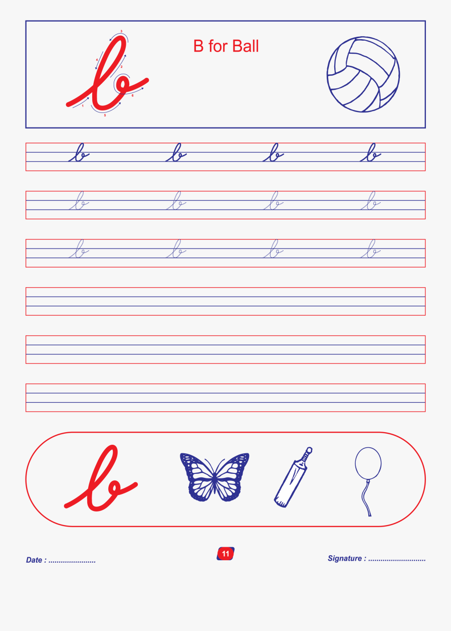 The Letters Are Written In Dotted Lines To Teach The - B For Ball Cursive, Transparent Clipart