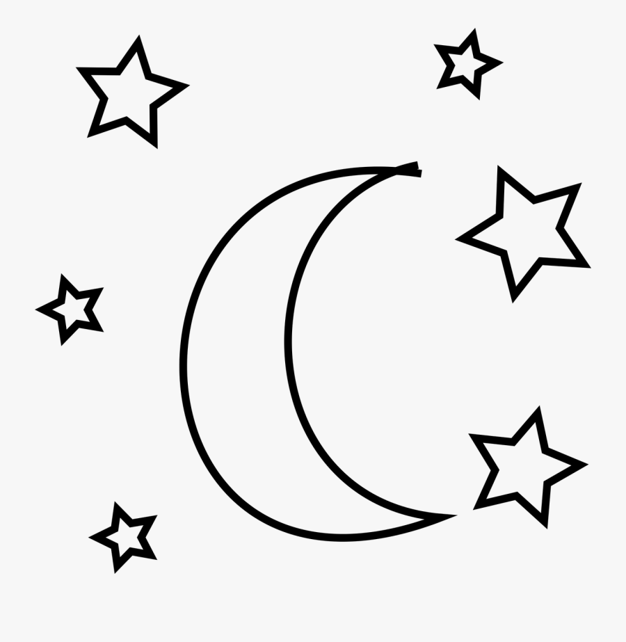 Ftestickers Moon Stars Blackandwhite Doodle - Moon And Star Doodle, Transparent Clipart