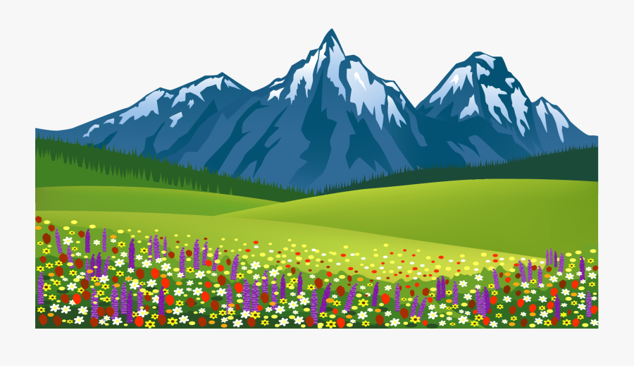 Mountain Clipart Scenery - Mountain And Flower Clipart, Transparent Clipart