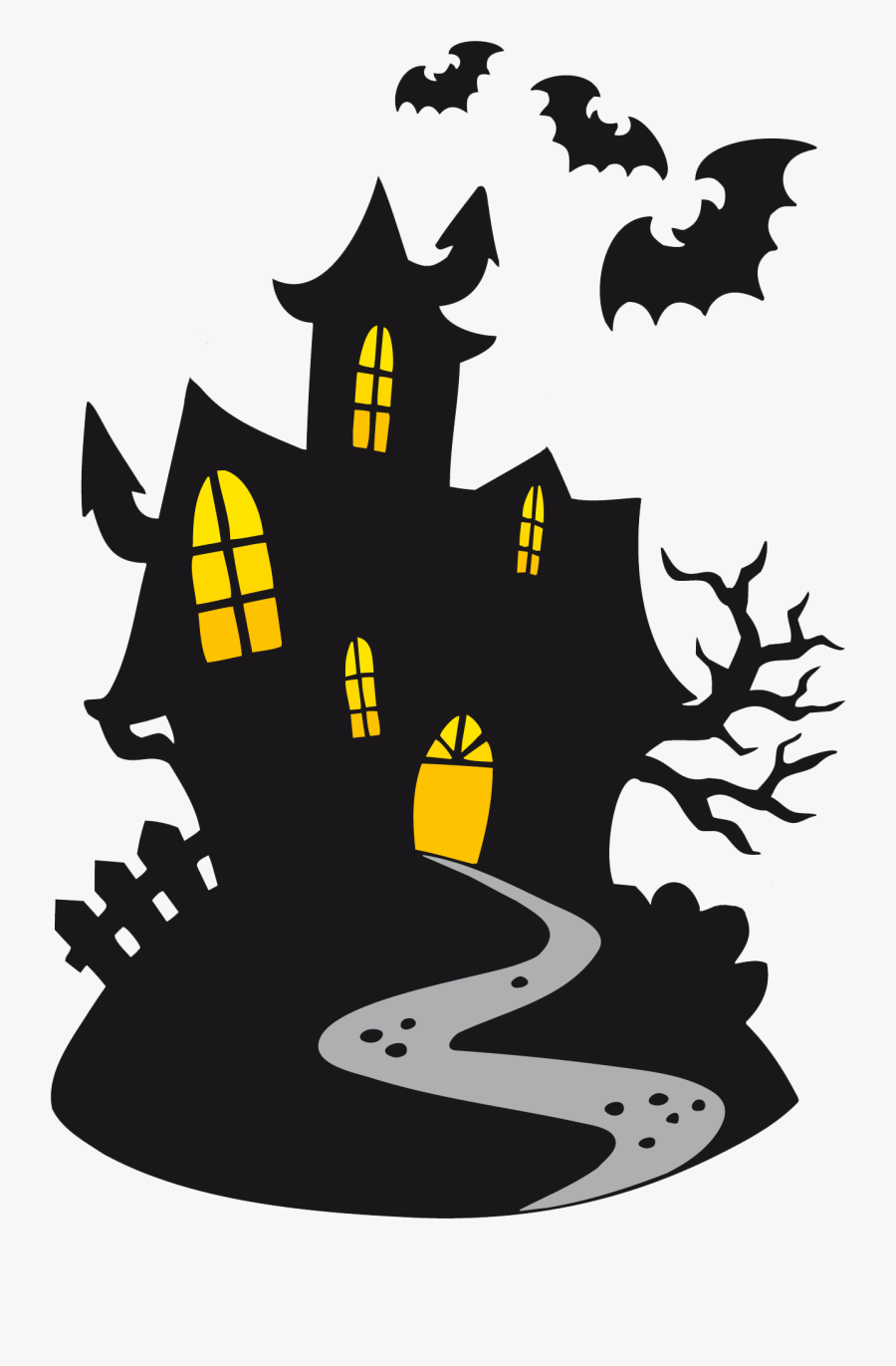 Scary Halloween Clipart - Halloween Haunted House Cartoon, Transparent Clipart