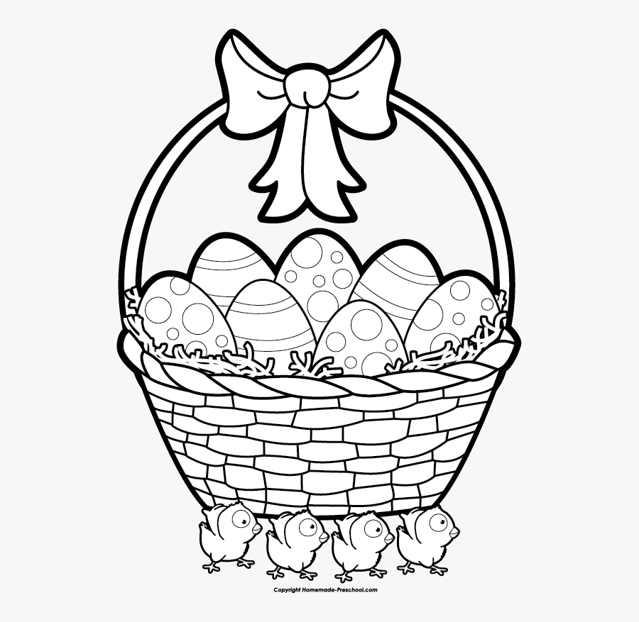 Black And White Easter Basket, Transparent Clipart