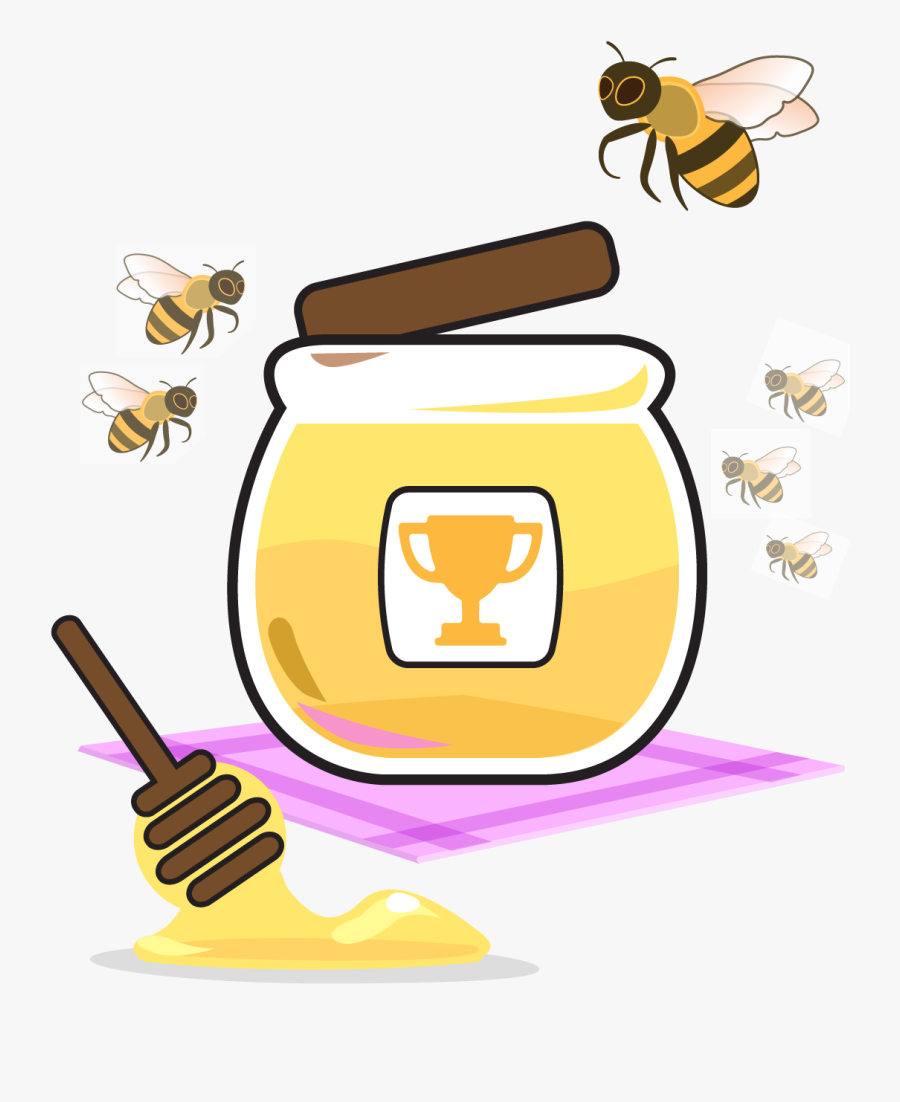 Bees And Honey Jar - Bee In A Jar Clipart, Transparent Clipart