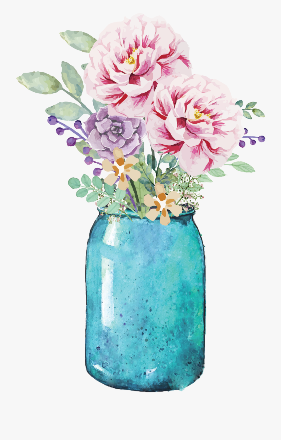 Lauren Baxter - Transparent Flowers In Mason Jar Png, Transparent Clipart