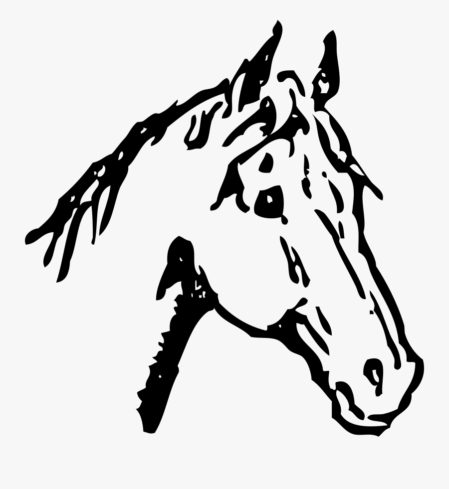 Hd Black And White Horse Head Clip Art File Free - Dibujo Cara De Caballo, Transparent Clipart