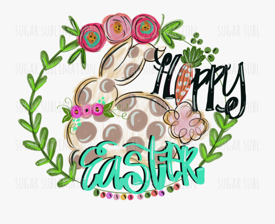 Hoppy Easter - Happy - Hand Lettered - Sublimation - Easter, Transparent Clipart