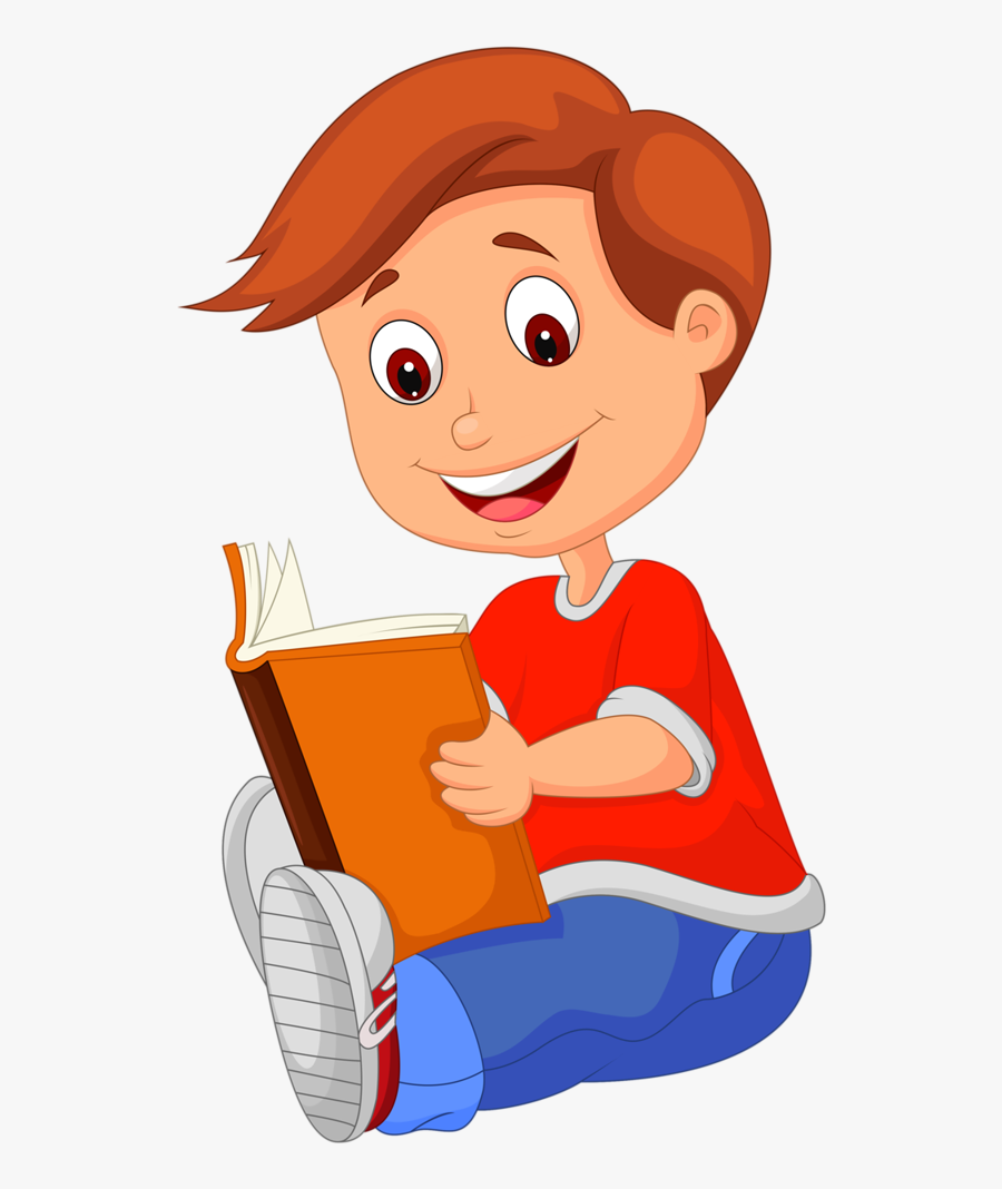 Children - Boy Reading Book Clipart Png, Transparent Clipart