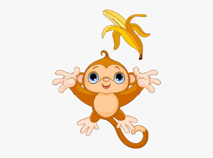 Cute Funny Cartoon Clip - Monkey Throwing A Banana Cartoon, Transparent Clipart