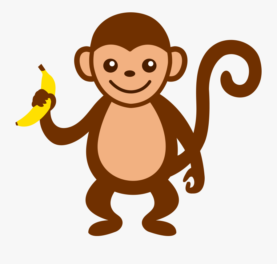 Cute Monkey With Banana - Monkey Clipart, Transparent Clipart