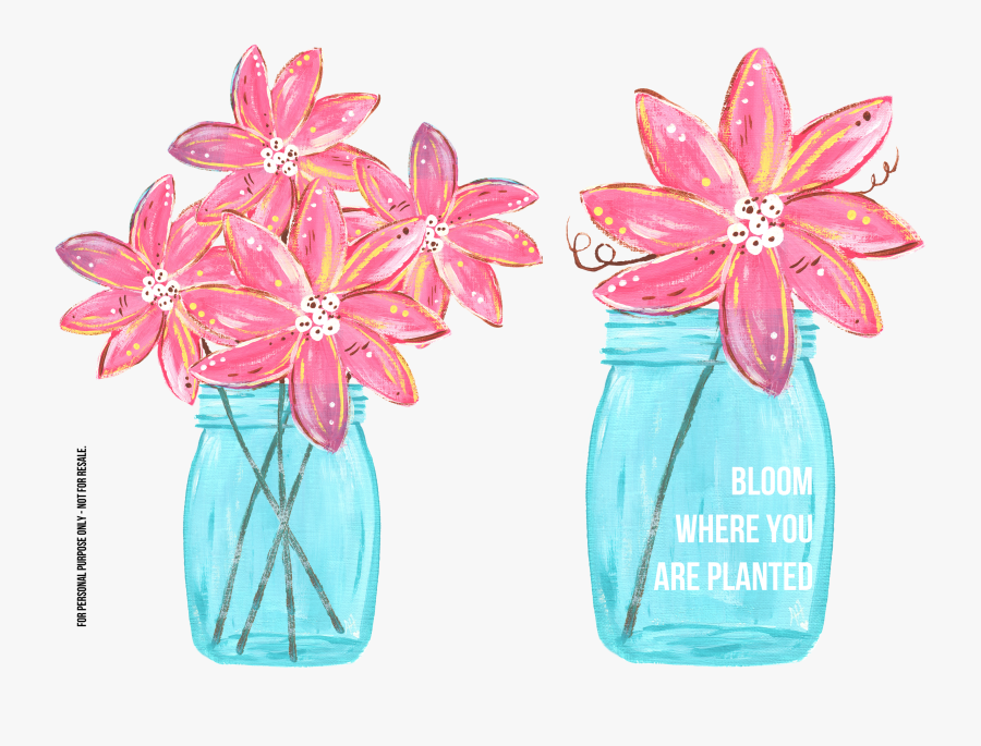 Mason Jar Clipart Fall Flower - Flower Mason Jar Clip Art Free, Transparent Clipart