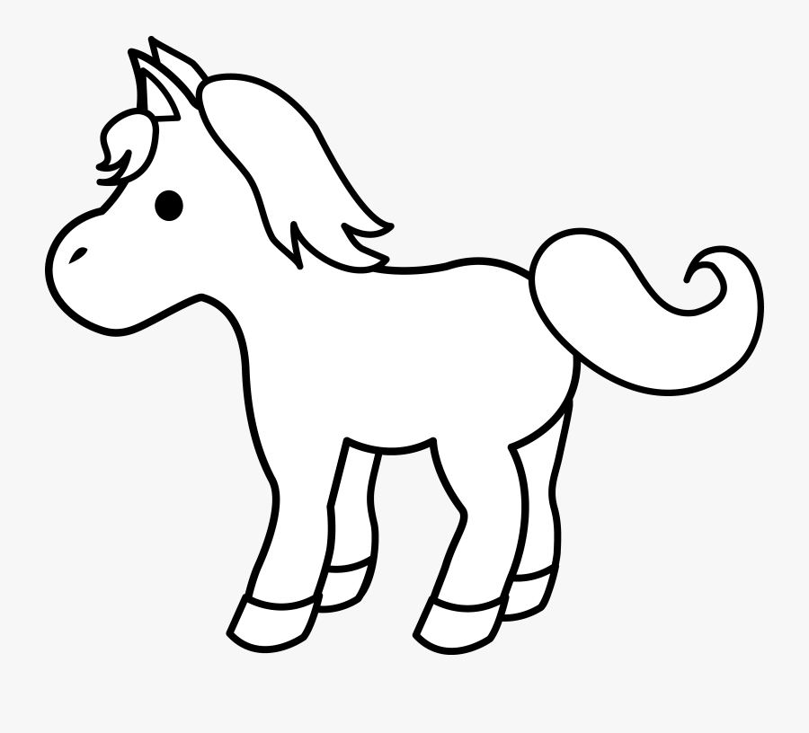 Horse Clip Art Black And White - Pony Cartoon Black And White, Transparent Clipart