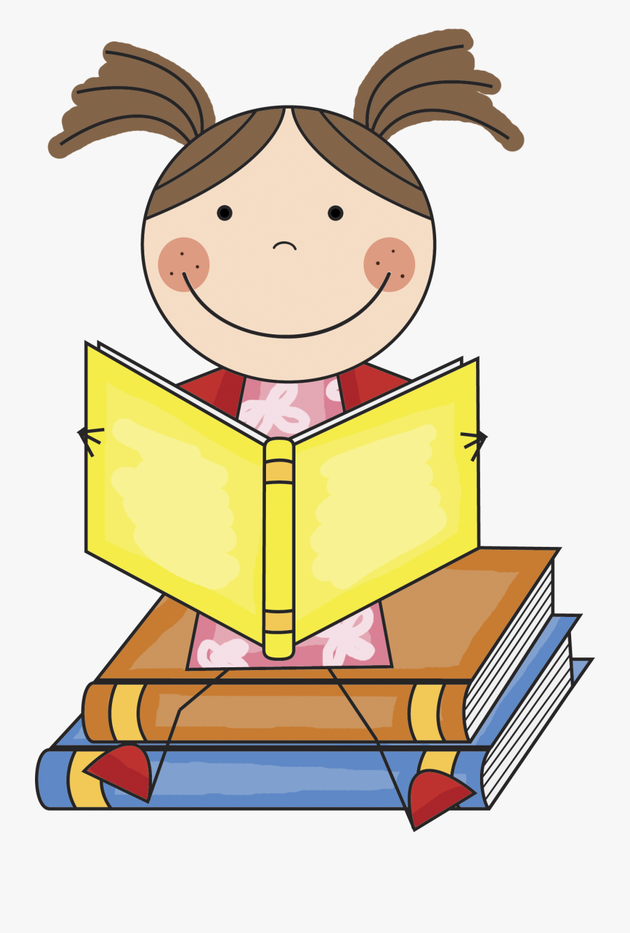 Girls Kids Reading Clipart Cliparts And Others Art - Reading Books Cartoon Png, Transparent Clipart
