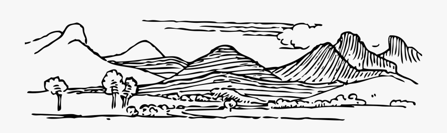 Mountain Range Drawing Line Art Valley Free Commercial - Mountain Range Clip Art, Transparent Clipart