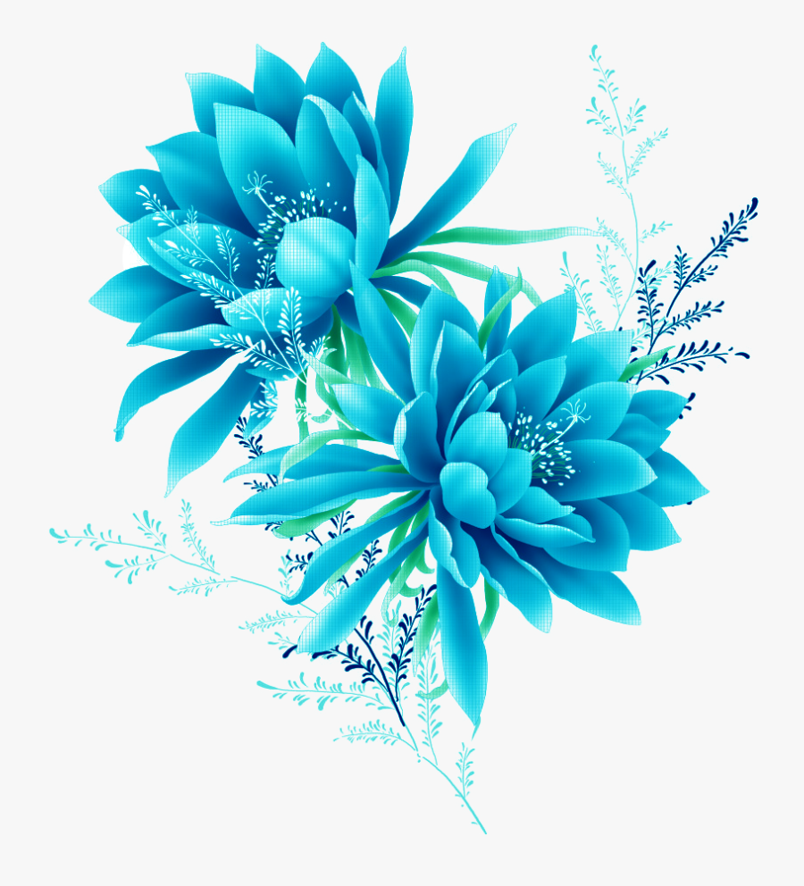 Blue Flower Effect Element Flowers Pixel Clipart - Blue Flower Png, Transparent Clipart