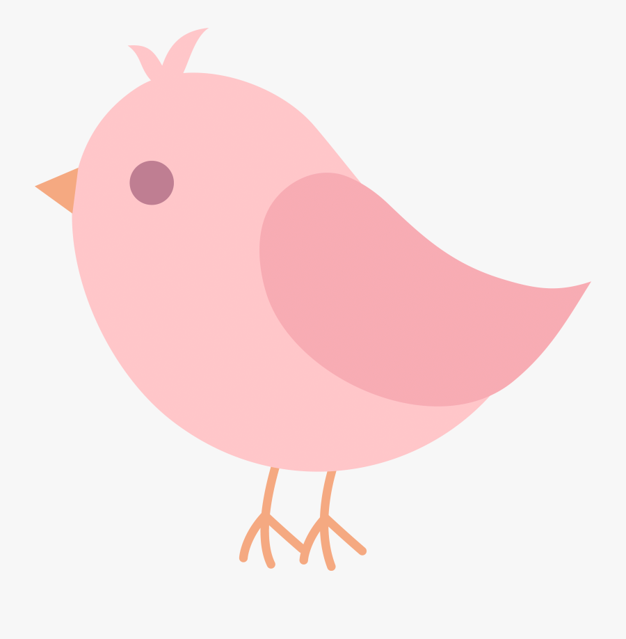Cute Pink Bird Clipart - Pink Bird Baby Shower, Transparent Clipart