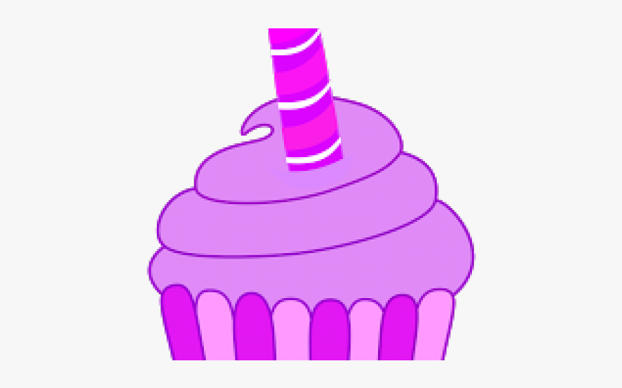 Birthday Cupcake With Candle Clip Art, Transparent Clipart