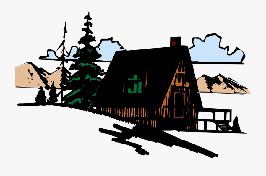 Cabin In Mountains Cartoon, Transparent Clipart