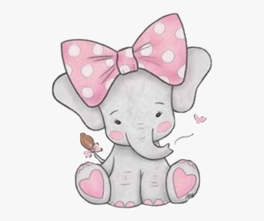 Transparent Pink Bow Clipart - Cute Baby Elephant Png, Transparent Clipart