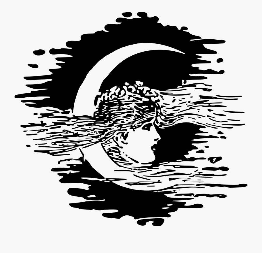 Lady In The Big - Svg Moon Vintage, Transparent Clipart