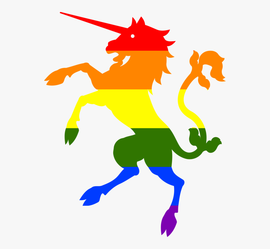 Rainbow Flag Unicorn Mythology - Rainbow Flag With Unicorn, Transparent Clipart
