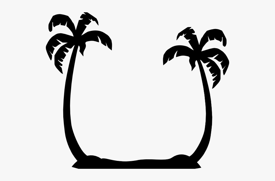 Palm Tree Beach Silhouette, Transparent Clipart
