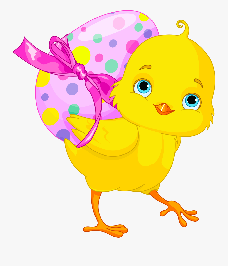 Pink Egg Chicken With Bunny Easter Clipart - Transparent Background Easter Chick Clipart, Transparent Clipart