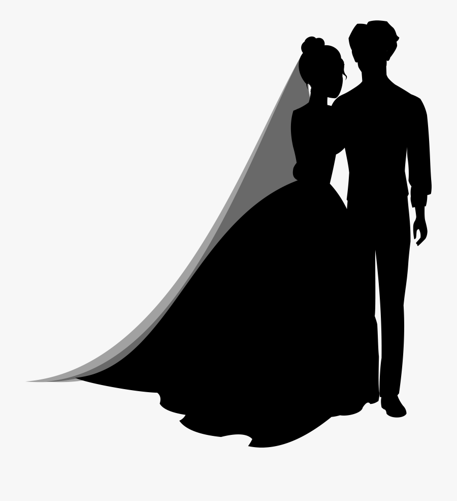 Wedding Couple Silhouettes Png Clip Art - Wedding Couple Silhouette Png, Transparent Clipart