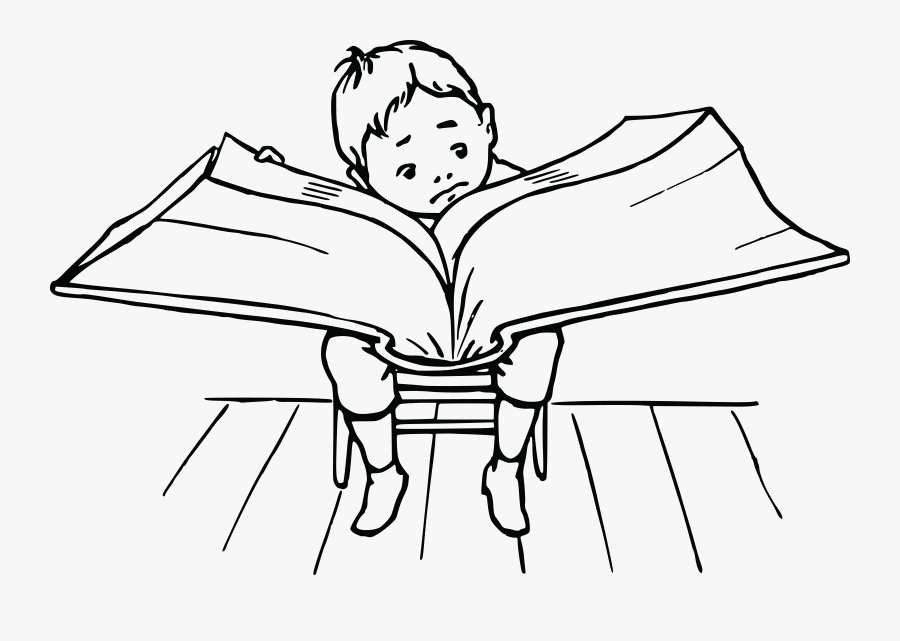 Clipart Book Clipart Reading - Reading Boy Clipart Black And White, Transparent Clipart