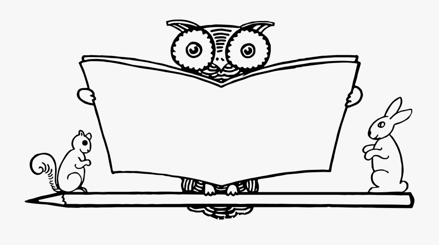 Owl Reading Clipart Black And White, Transparent Clipart