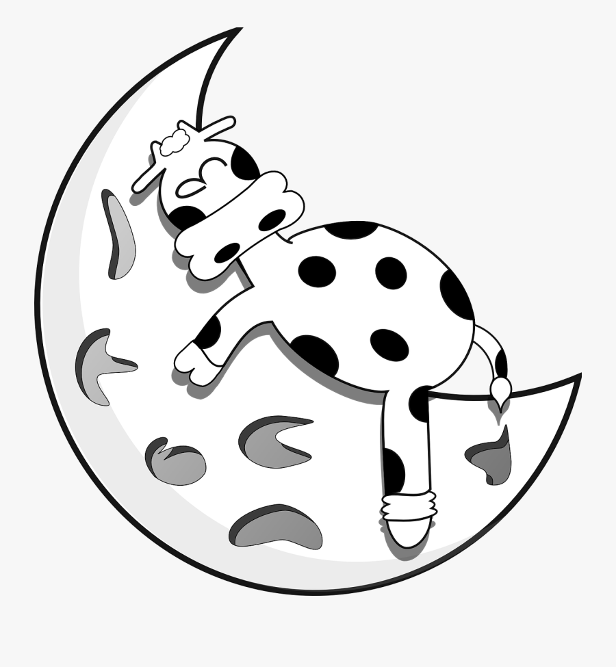 Cow Sleeping On The Moon Svg Clip Arts - Cow On The Moon, Transparent Clipart