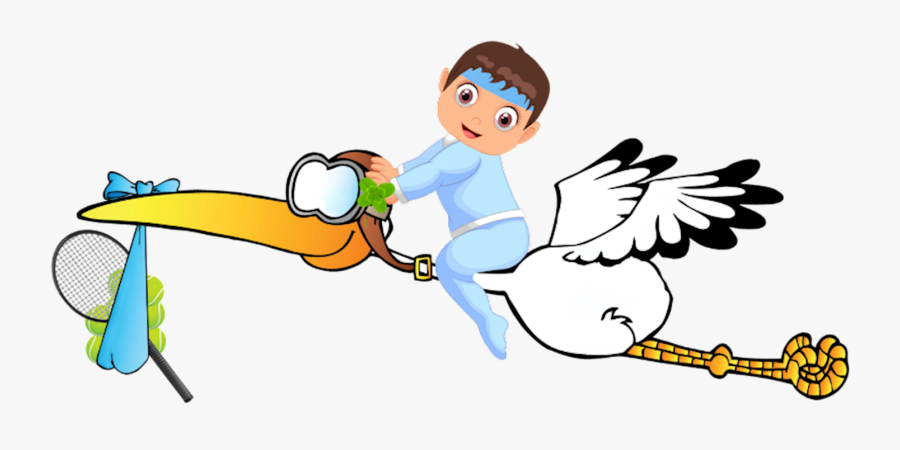 Tennis Babystorch Junge Sticker Süß - Storch Boy Clipart, Transparent Clipart