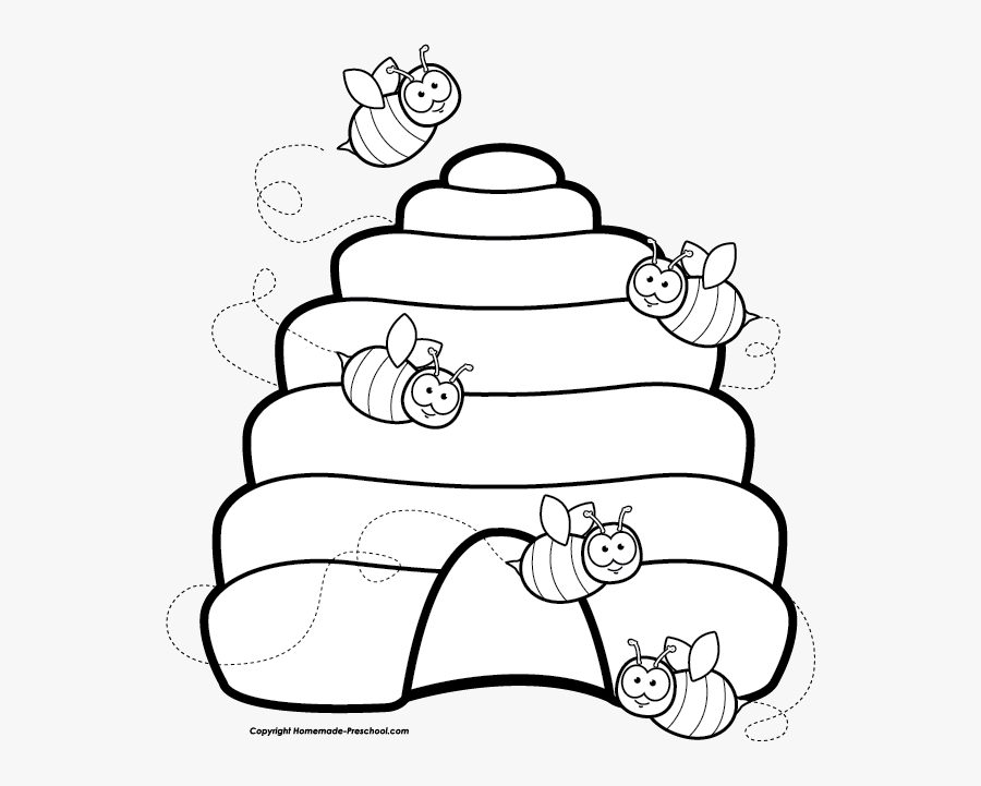 Bee Black And White Beehive Clipart Black And White - Clip Art Beehive With Bees, Transparent Clipart
