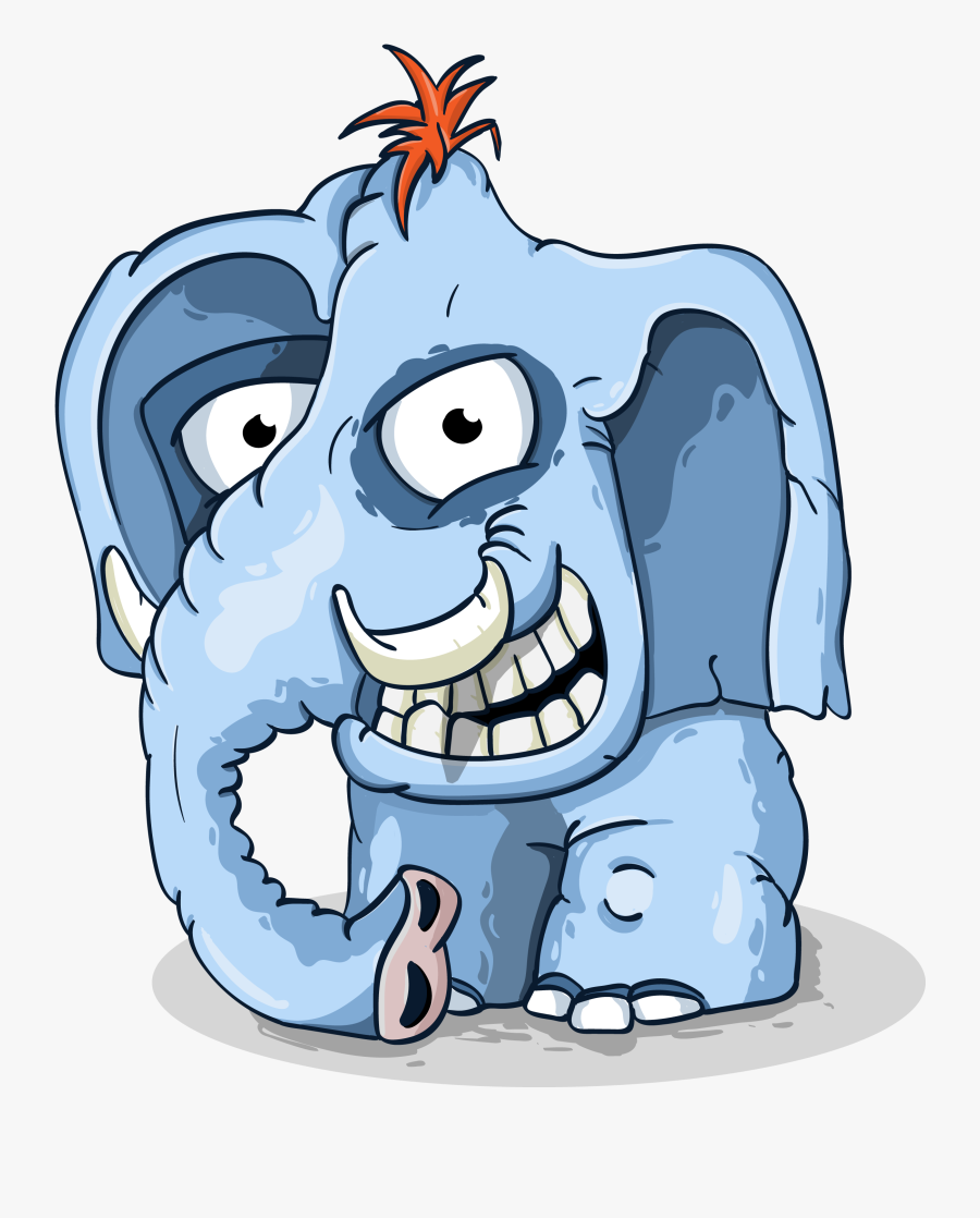 Funny Elephant - Crazy Elephant Cartoon Drawing, Transparent Clipart
