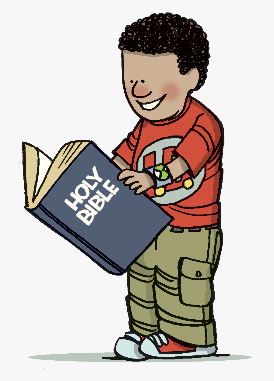 Children Reading The Bible Clipart - Kid With Bible Clipart, Transparent Clipart