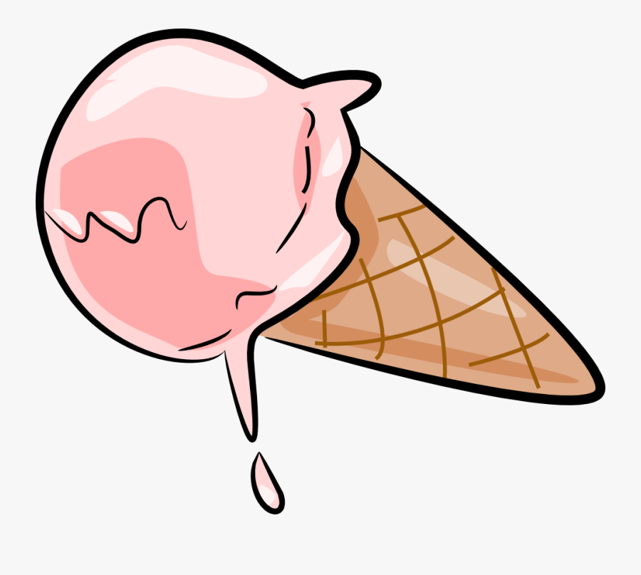 Ice Cream Cone Ice Cream Scoop Clipart - Melting Ice Cream Cartoon, Transparent Clipart