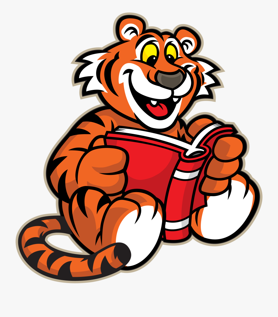 Tiger Clipart School - Tiger Reading A Book, Transparent Clipart