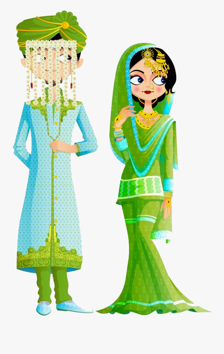 Wedding Png - Muslim Bride And Groom Cartoon, Transparent Clipart