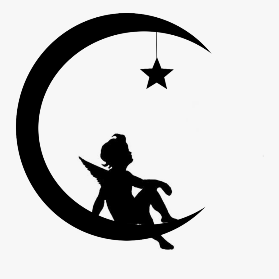 Girl Moon Silhouette Clipart - Boy Reading On The Moon, Transparent Clipart