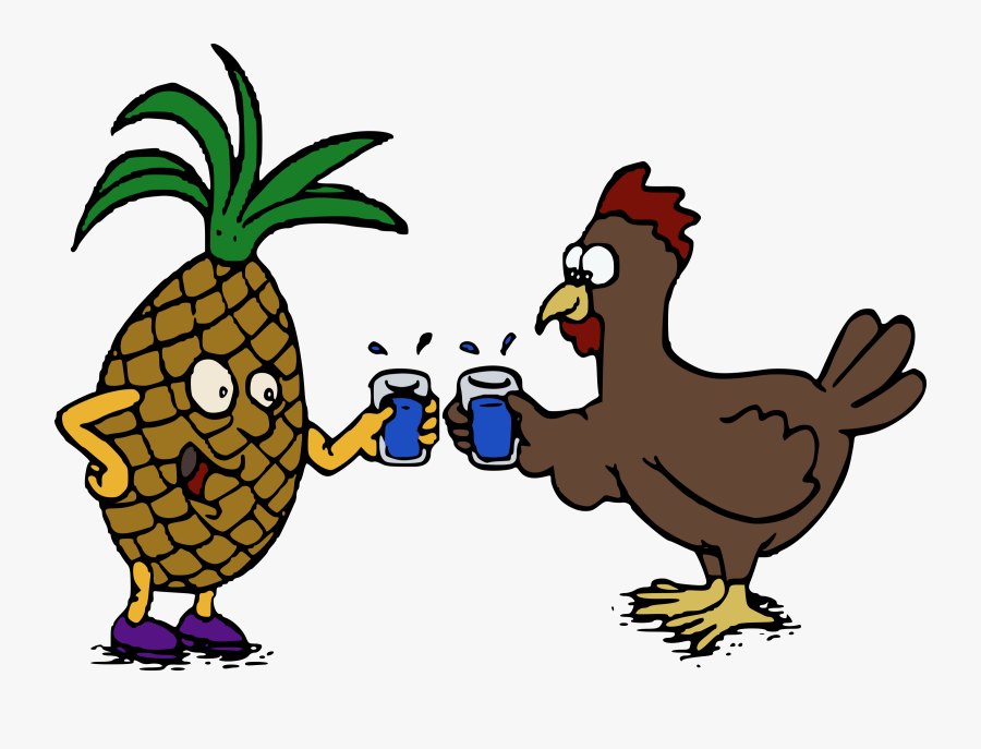 Free Pineapple And Chicken Clipart Clipart And Vector - Chicken Drinking Water Clipart, Transparent Clipart