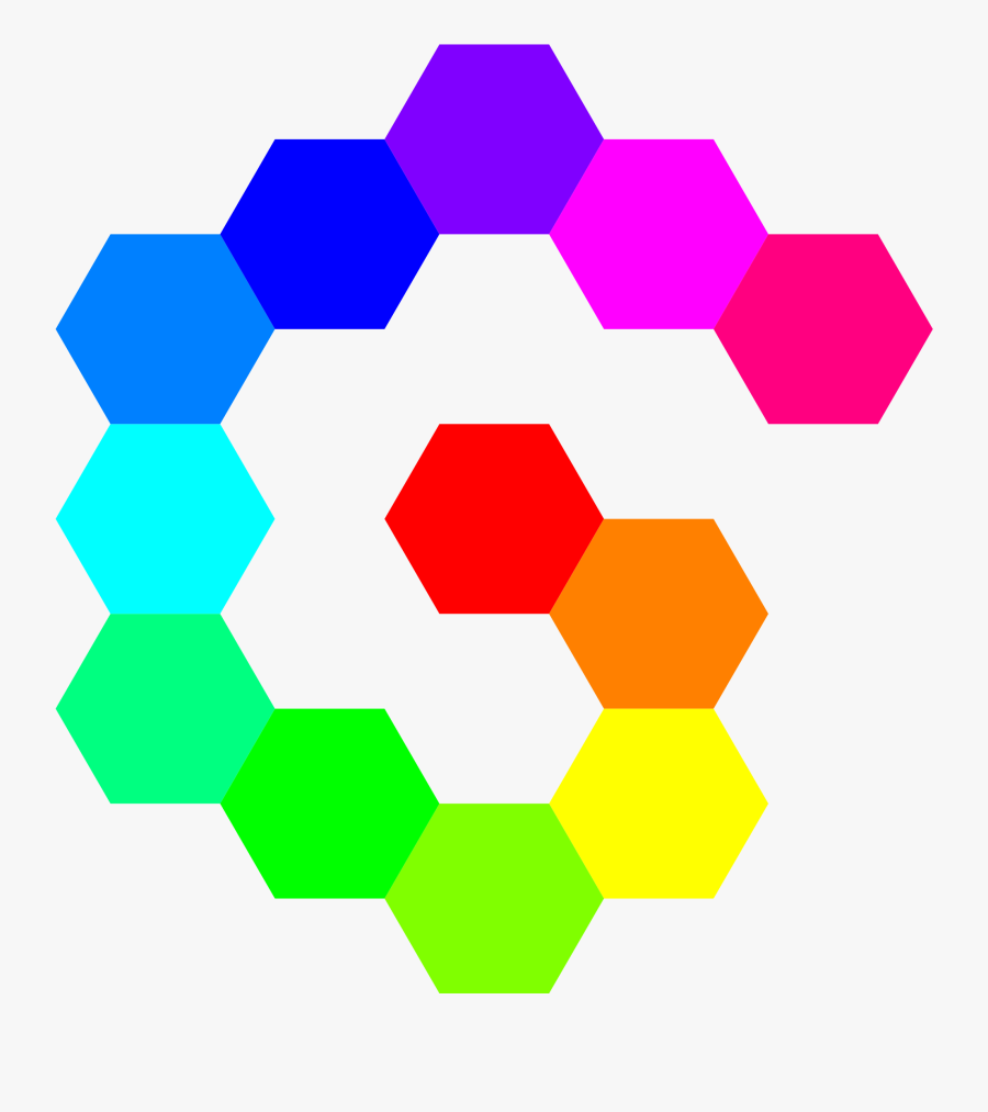 12 Hexagon Spiral Rainbow Svg Clip Arts - Colored Hexagon Png, Transparent Clipart