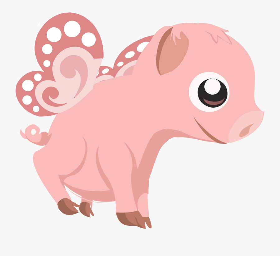 Truly Free Clipart Of A Cute Flying Pink Baby Pig Royalty - Fly Pig Clipart Png, Transparent Clipart