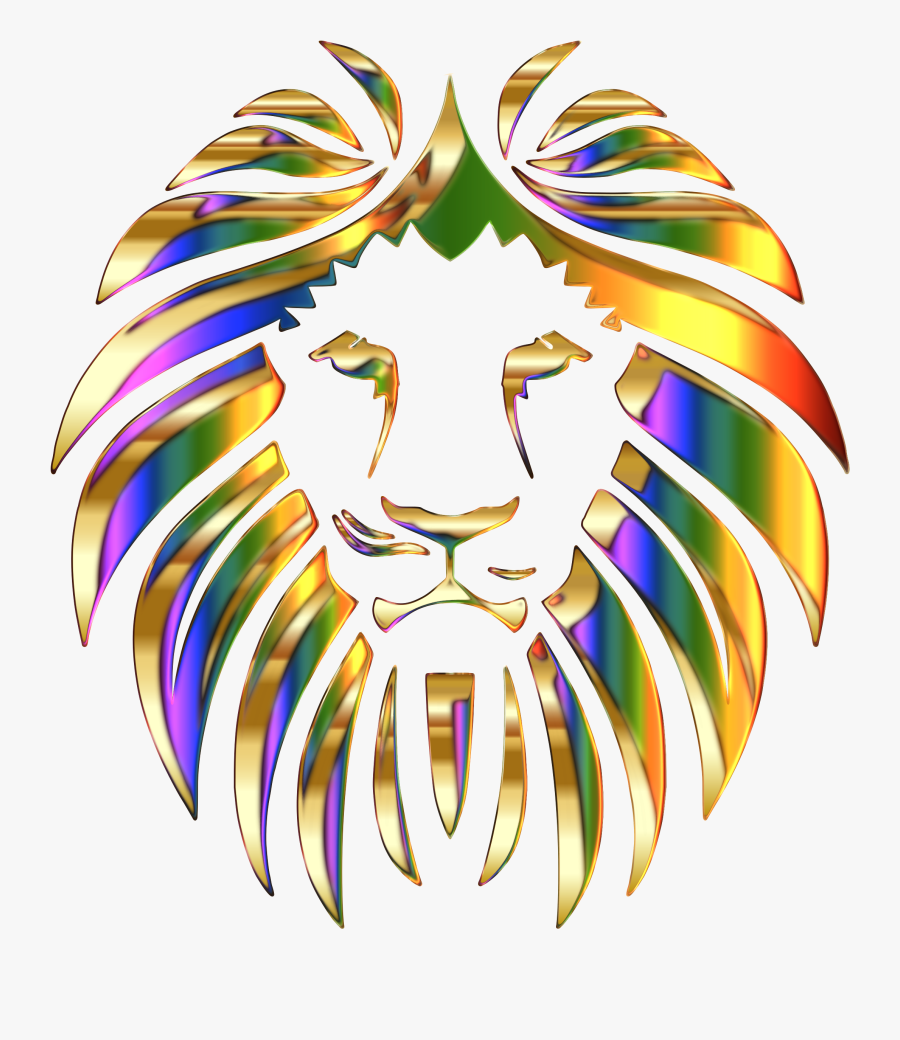 Rainbow Clipart Lion - Lion Head Logo Png, Transparent Clipart