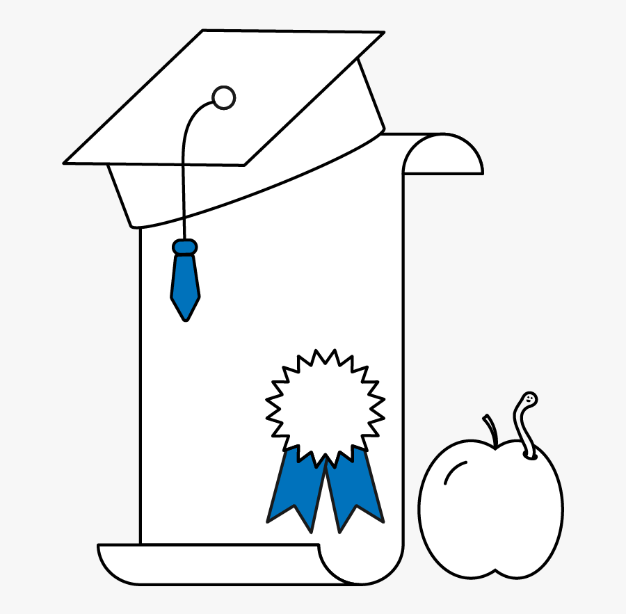 Graduation Cap, Certificate, And Apple, Transparent Clipart