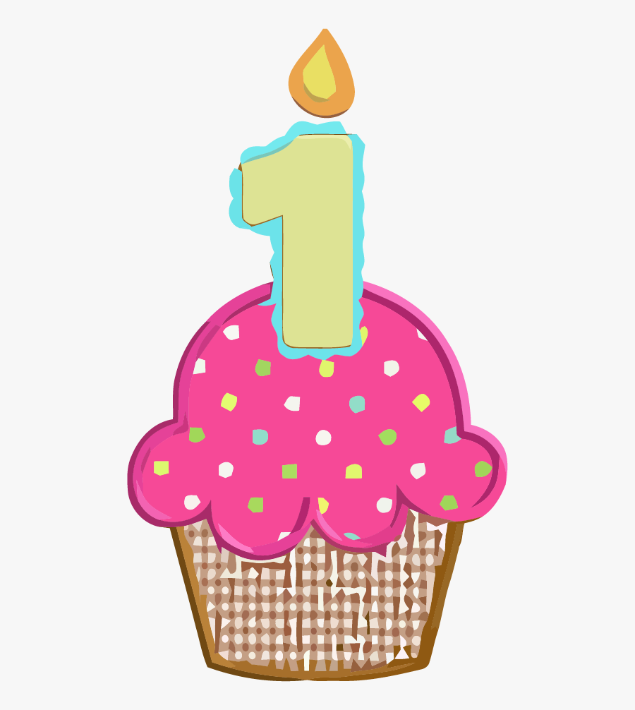 Flower Cupcake Clipart - 1st Birthday Cupcake Clipart, Transparent Clipart