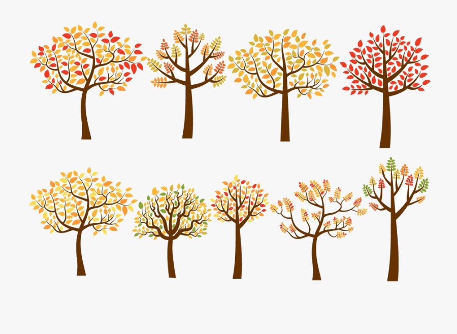 Fall Tree Yellow And Red Trees Clip Art Set Autumn - Autumn Trees, Transparent Clipart