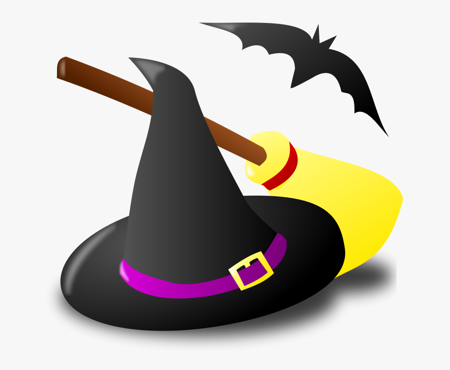 Clip Art Halloween Witch Clip Art - Broomstick And Witch Hat, Transparent Clipart