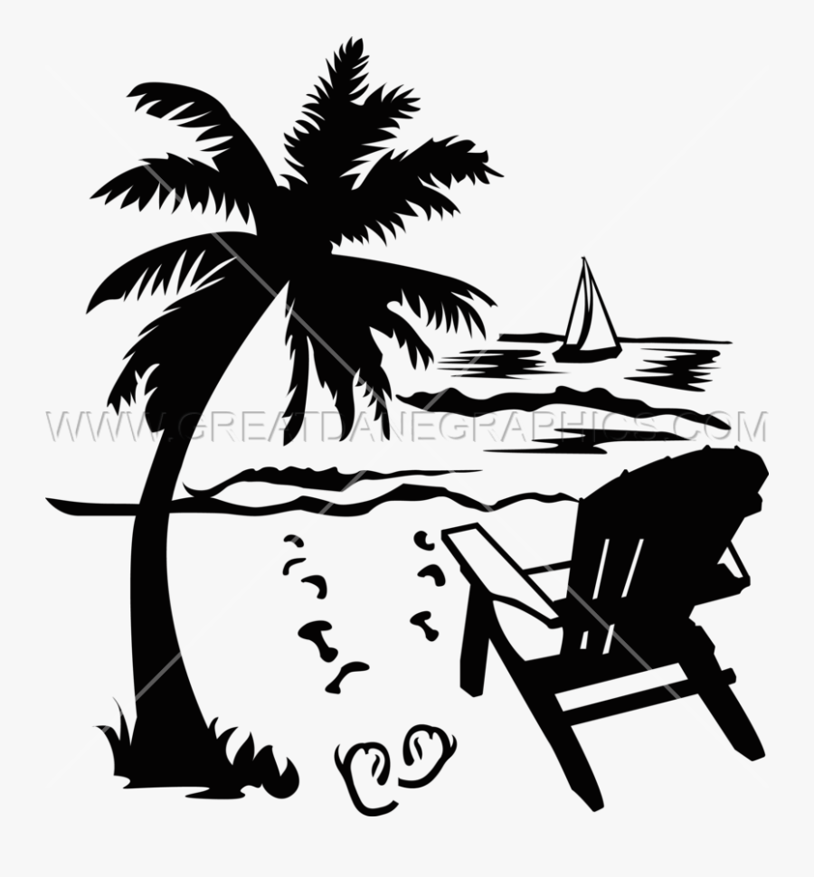 Transparent Palm Trees Clipart - Beach Chair Clipart Black And White, Transparent Clipart